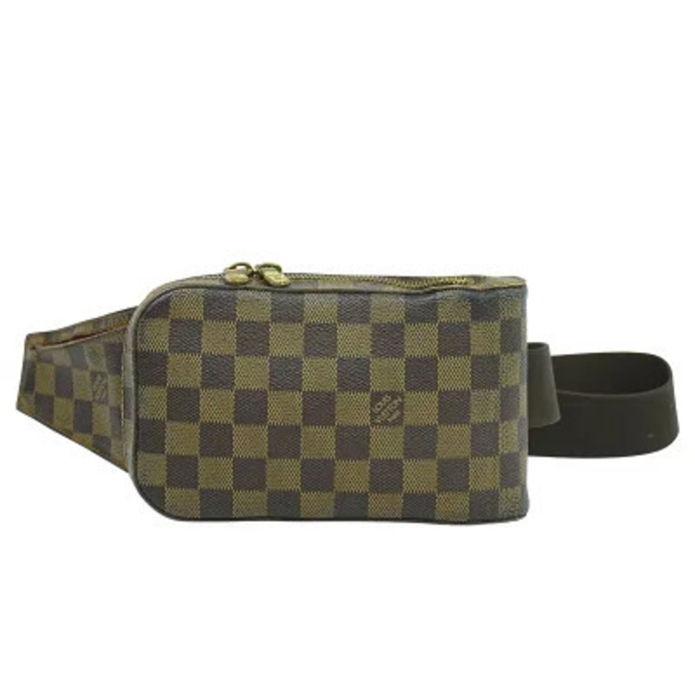 Louis Vuitton LV Geronimos Damier Shoulder Bag Canvas Leather Ebene Brown